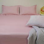 EcruE Luxury Ecrue Luxurious Cotton Satin Woven Stripe Bed Sheet 108x108'' With 2 Pillow Case 18x28'' | Elegant Home Décor Accent