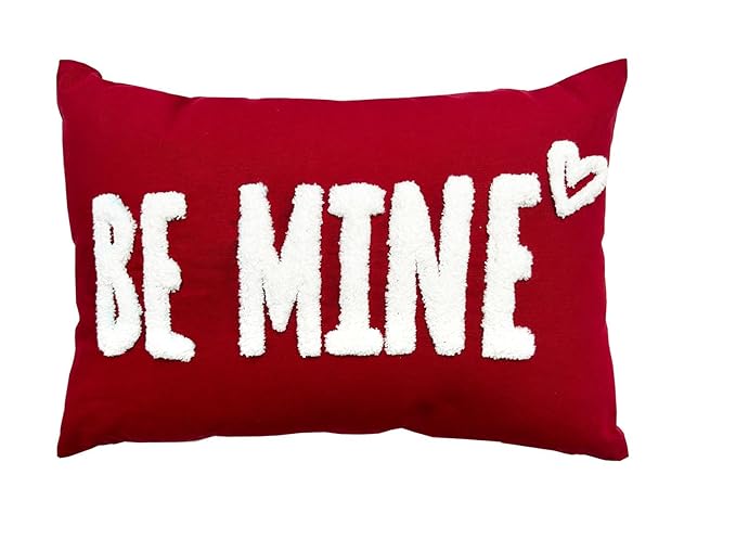 Be Mine Valentine Cushion – Romantic Tufted Love Pillow for Valentine's Day | Soft Cotton Canvas Throw Pillow with Textured Tufting & Cozy Fiber Filling | Perfect Gift for Couples & Home Decor Accent