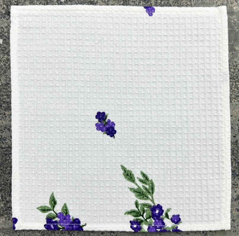 Violet Bloom Waffle Printed Dish Cloth Set Pack Of 4 Pieces