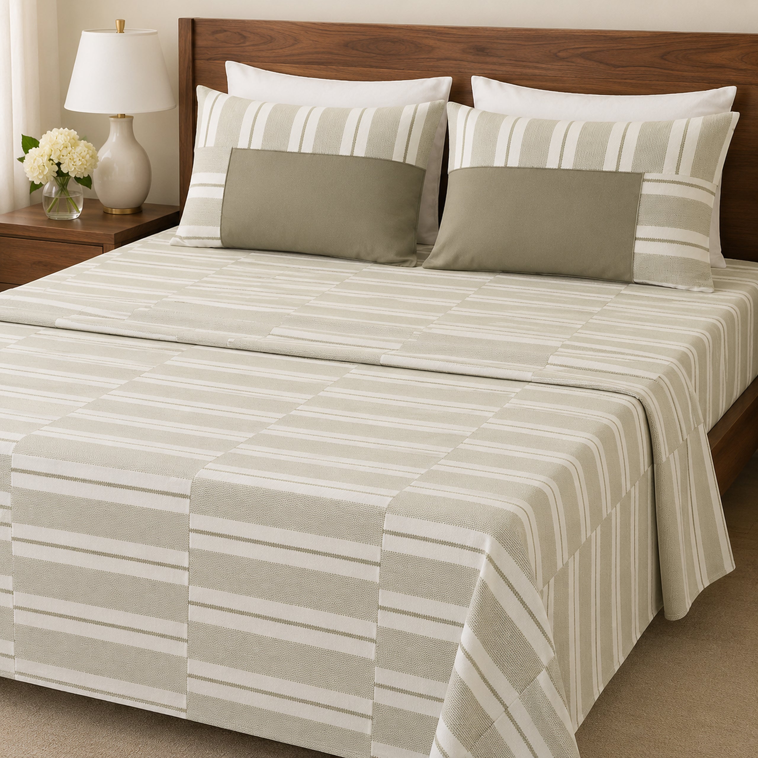 Heritage Stripe Patchwork Bed Cover Set
