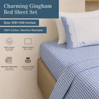 EcruE Charming Gingham Check Embroidered Lace 100% Cotton Bed Sheet Set – Soft, Breathable & Premium Comfort