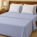 EcruE Charming Gingham Check Embroidered Lace 100% Cotton Bed Sheet Set – Soft, Breathable & Premium Comfort