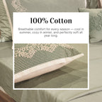 EcruE Mini-Gingham & Velvet Trim 100% Cotton Bed Sheet Set – Soft, Breathable & Premium Comfort