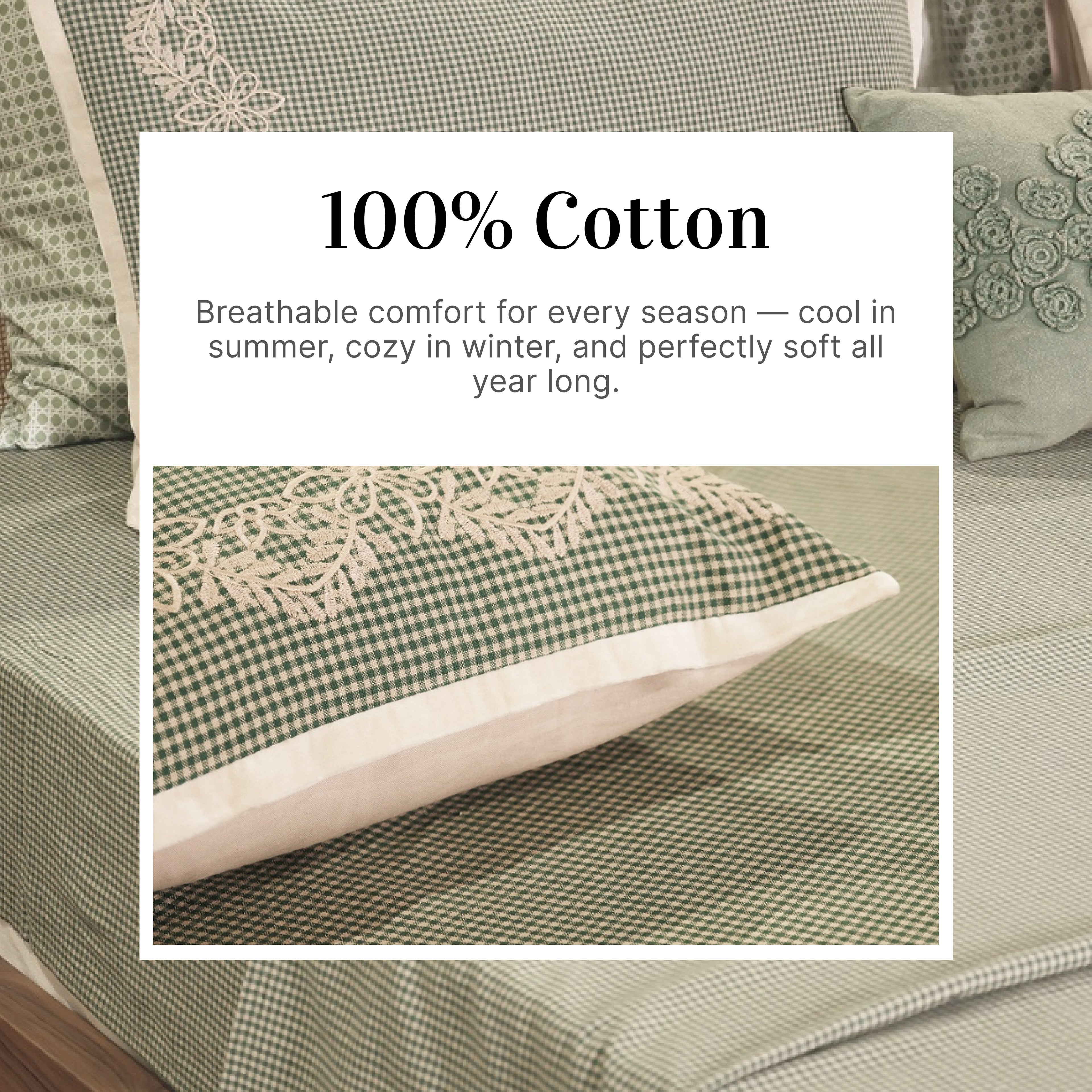Mini-Gingham & Velvet Trim Bed Sheet Set
