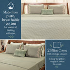 EcruE Mini-Gingham & Velvet Trim 100% Cotton Bed Sheet Set – Soft, Breathable & Premium Comfort
