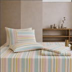 Premium Cotton Woven Multi Colour Stripe Flat Bed Sheet Set