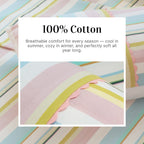 Premium Cotton Woven Multi Colour Stripe Flat Bed Sheet Set