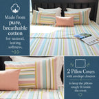 Premium Cotton Woven Multi Colour Stripe Flat Bed Sheet Set
