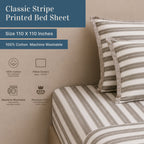 Luxury Harbour Printed Stripe 200TC Cotton Flat Bed Sheet Set