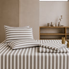 Luxury Harbour Printed Stripe 200TC Cotton Flat Bed Sheet Set