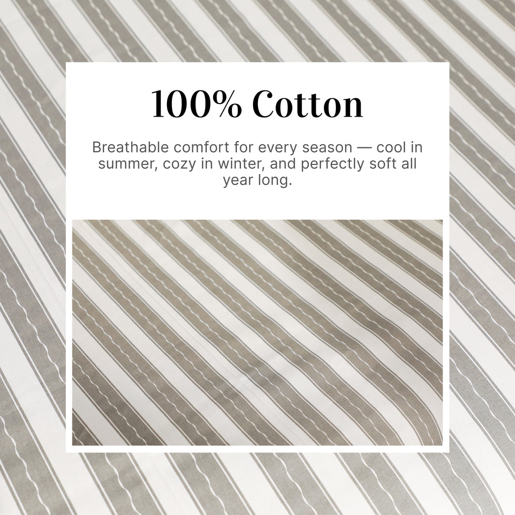 Luxury Harbour Printed Stripe 200TC Cotton Flat Bed Sheet Set