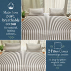 Luxury Harbour Printed Stripe 200TC Cotton Flat Bed Sheet Set