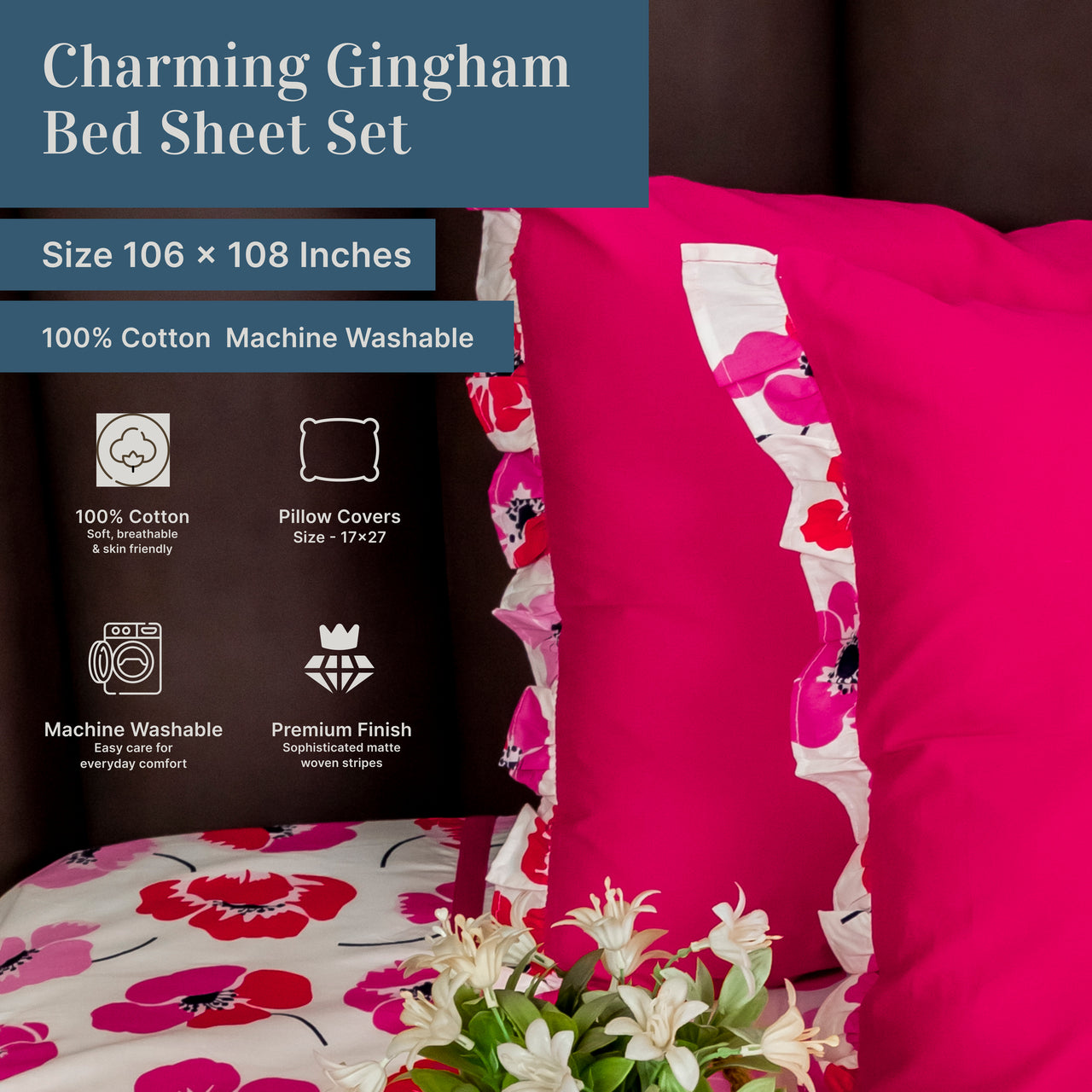 Premium Floral Cotton Printed Bed Sheet Set