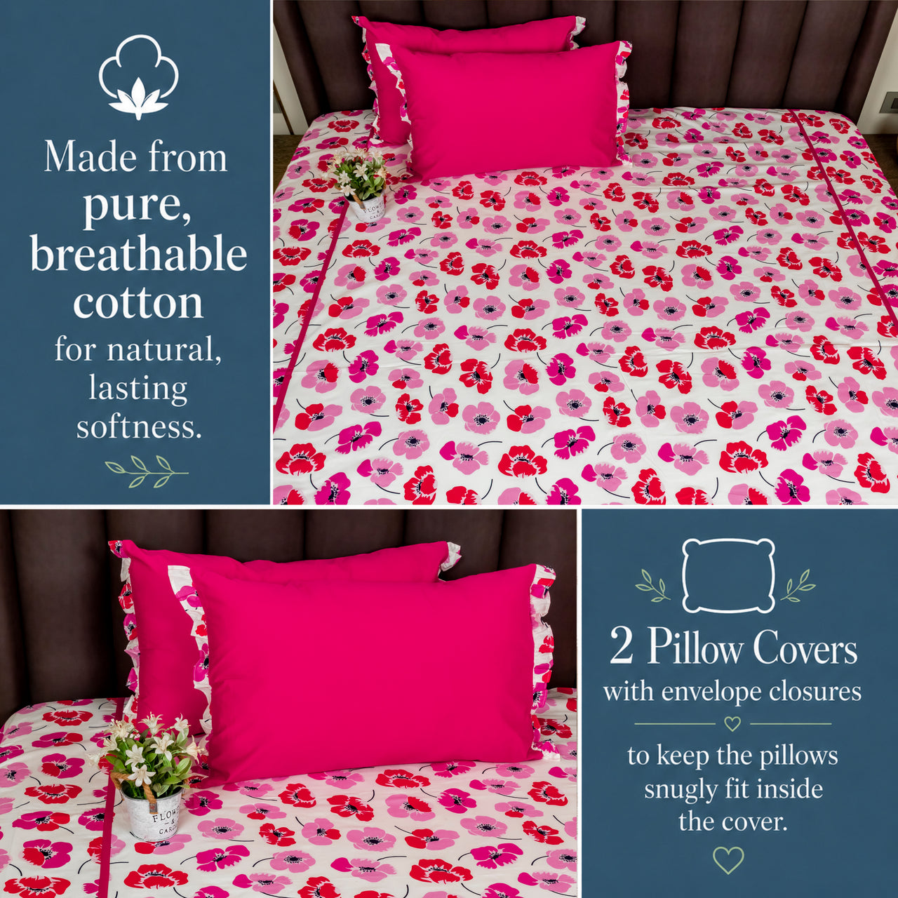 Premium Floral Cotton Printed Bed Sheet Set