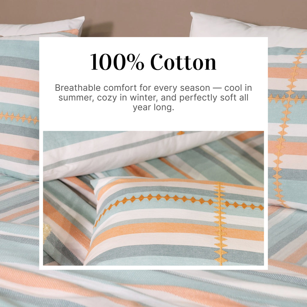 Artisan Yarn-Dyed 100Tc Striped Cotton Flat Bed Sheet Set