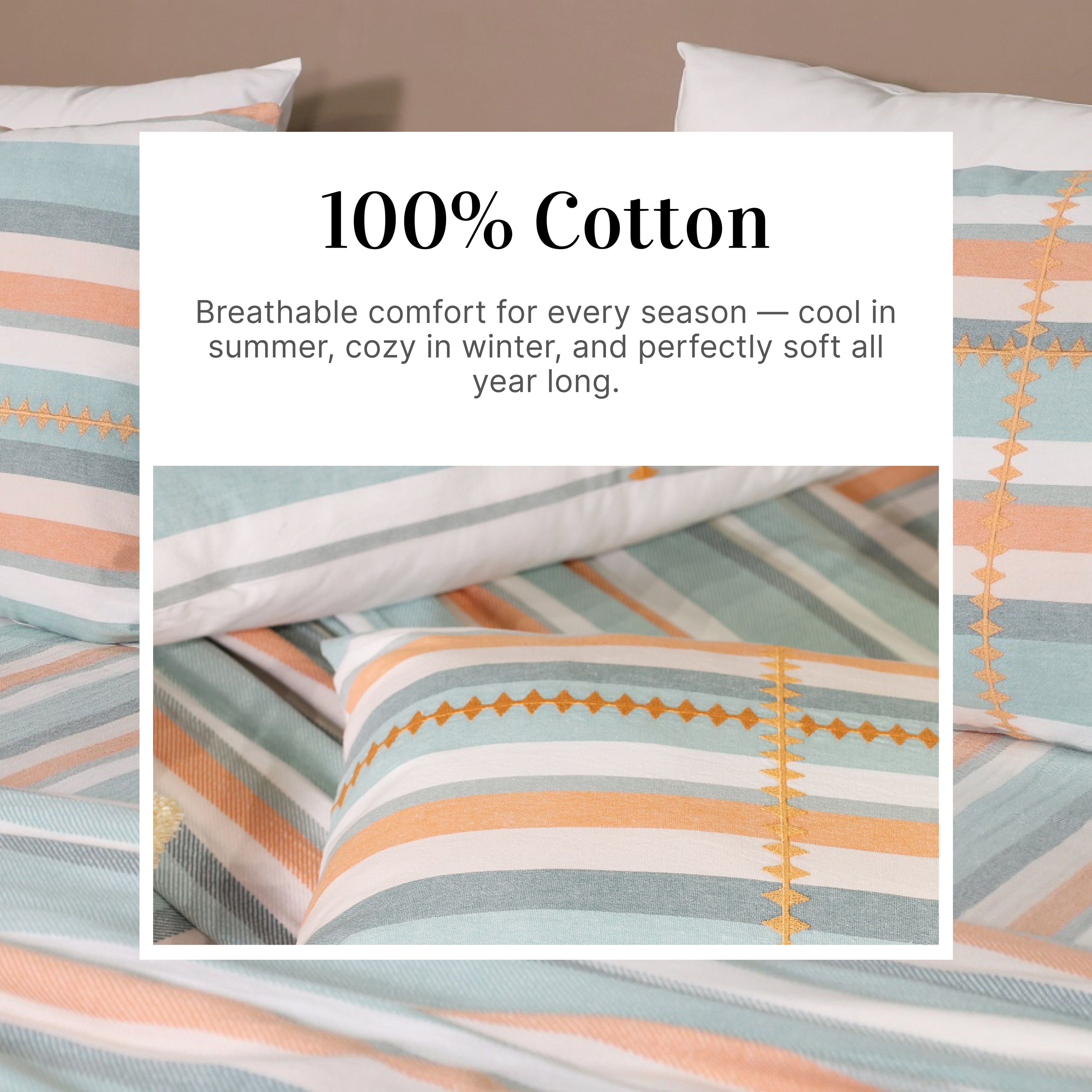 Artisan Yarn-Dyed 100Tc Striped Cotton Flat Bed Sheet Set