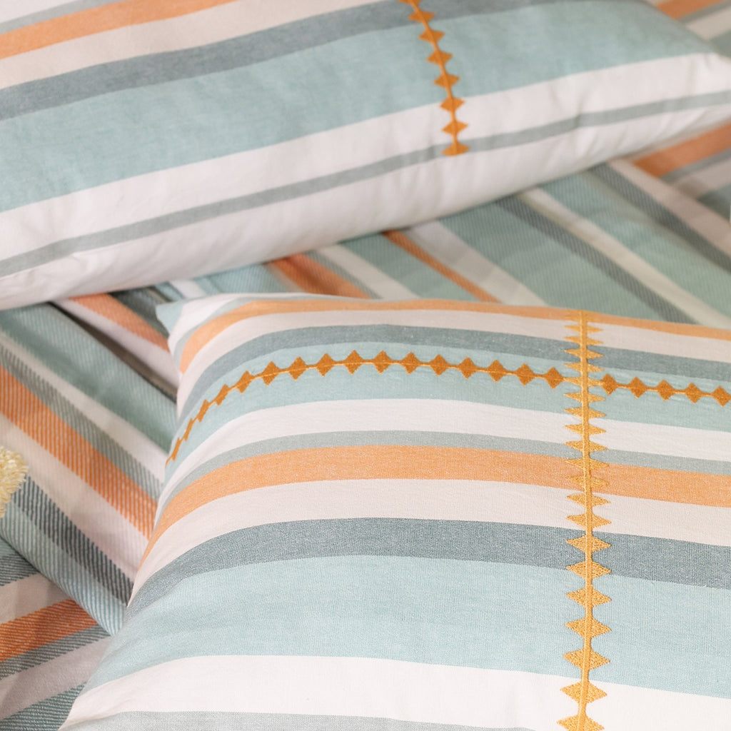 Artisan Yarn-Dyed 100Tc Striped Cotton Flat Bed Sheet Set
