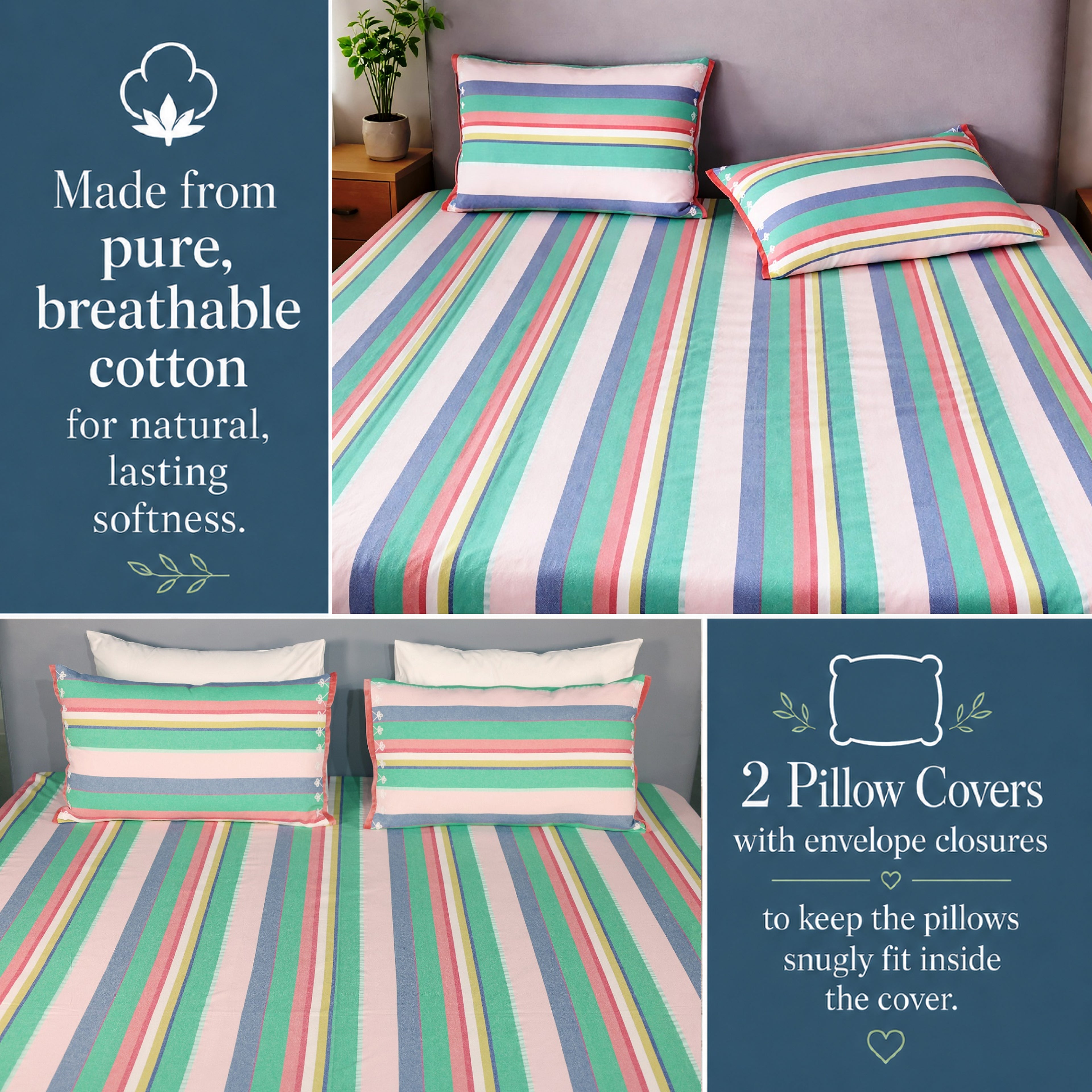 Heritage Yarn-Dyed Striped Cotton Flat Bed Sheet Set