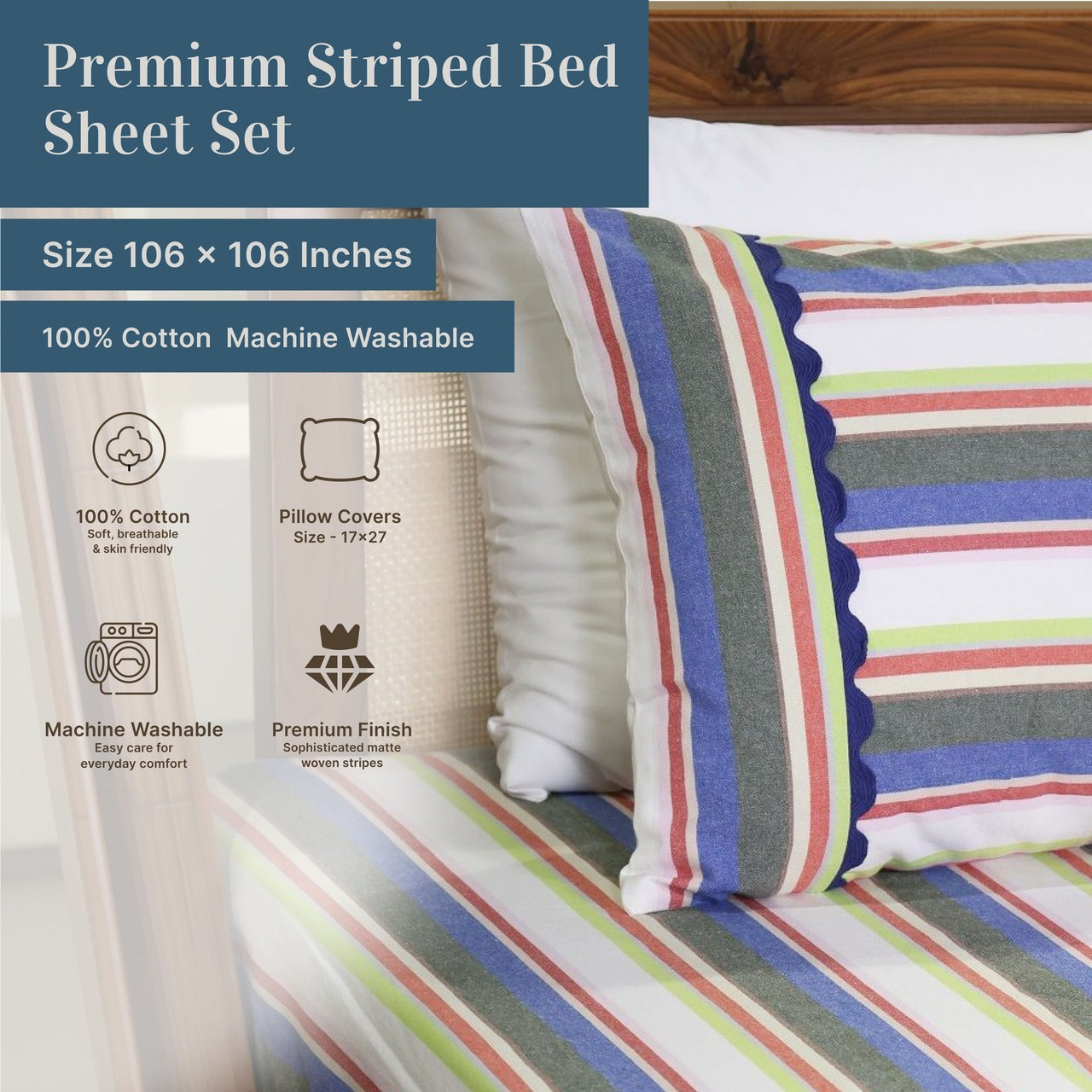 Palette Yarn-Dyed Striped Cotton Flat Bed Sheet Set
