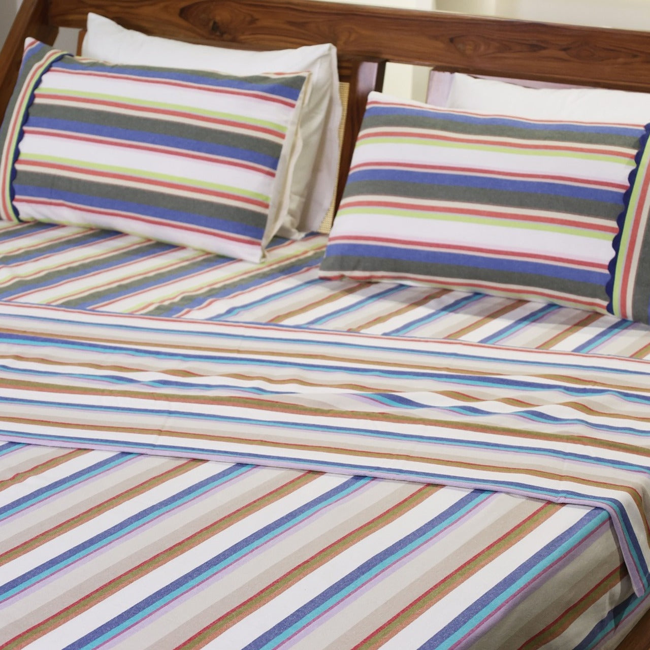 Palette Yarn-Dyed Striped Cotton Flat Bed Sheet Set