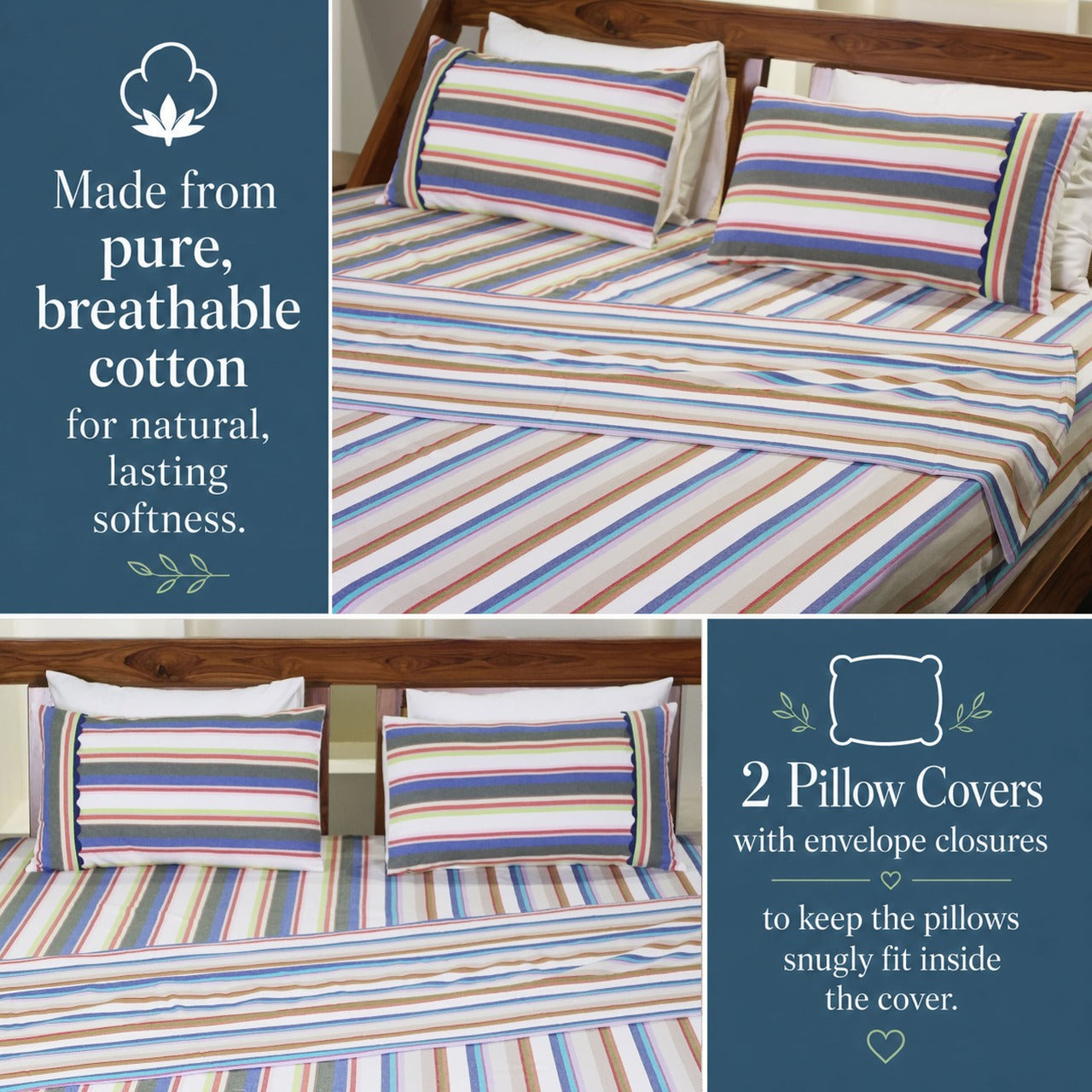 Palette Yarn-Dyed Striped Cotton Flat Bed Sheet Set