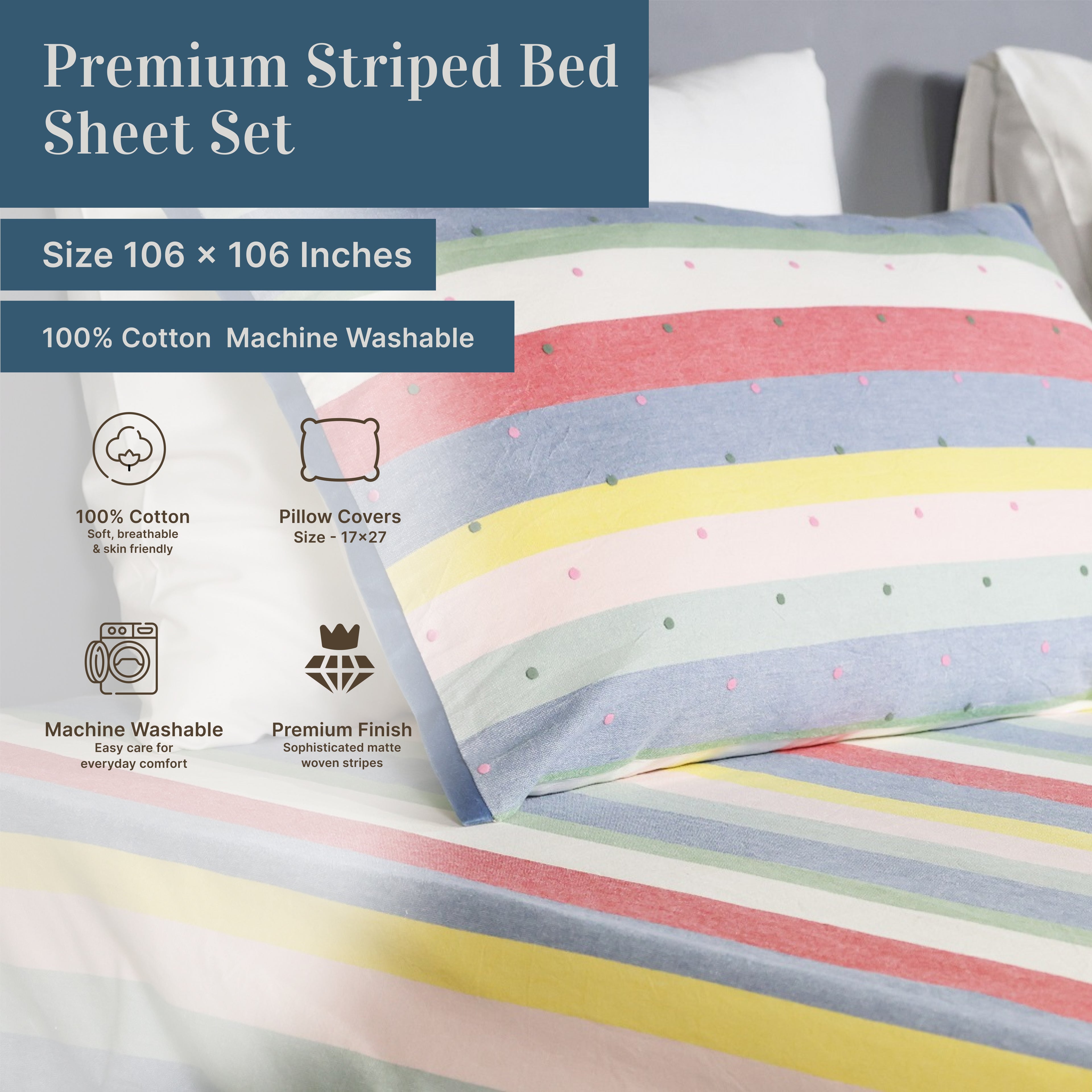 Studio Stripe Yarn-Dyed Cotton Flat Bed Sheet Set