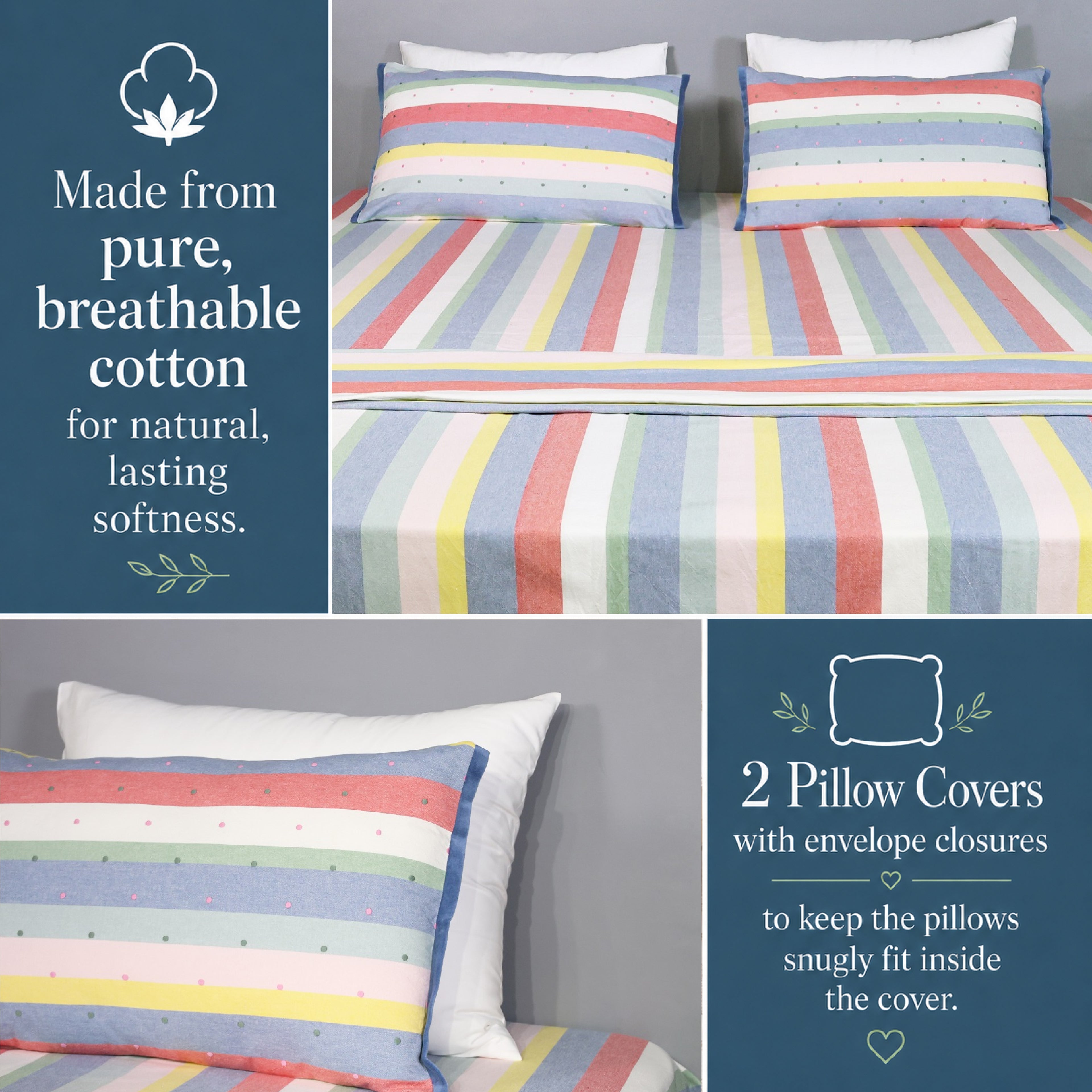 Studio Stripe Yarn-Dyed Cotton Flat Bed Sheet Set