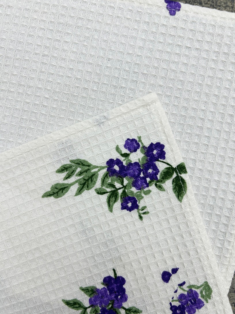 Violet Bloom Waffle Printed Dish Cloth Set Pack Of 4 Pieces