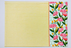 Woven Placemat - Floral and Striped Design Set of 2
