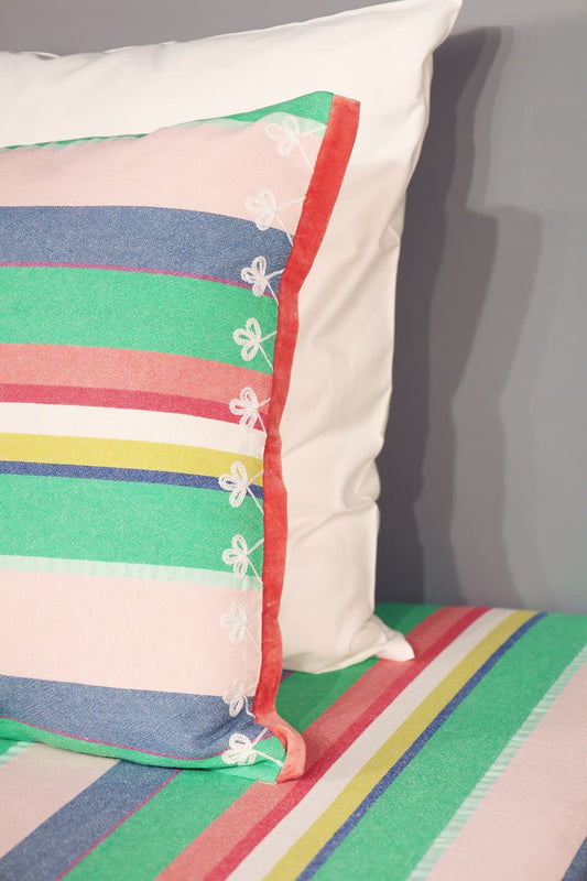 Premium Yarn-Dyed Striped Bed Sheet Set Size 102x102