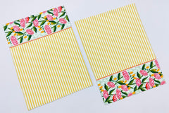 Woven Placemat - Floral and Striped Design Set of 2