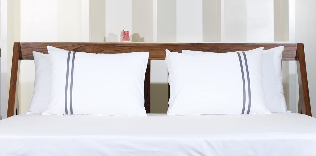 Premium Minimalist Linear 400Tc Cotton Satin Flat Bedding Set