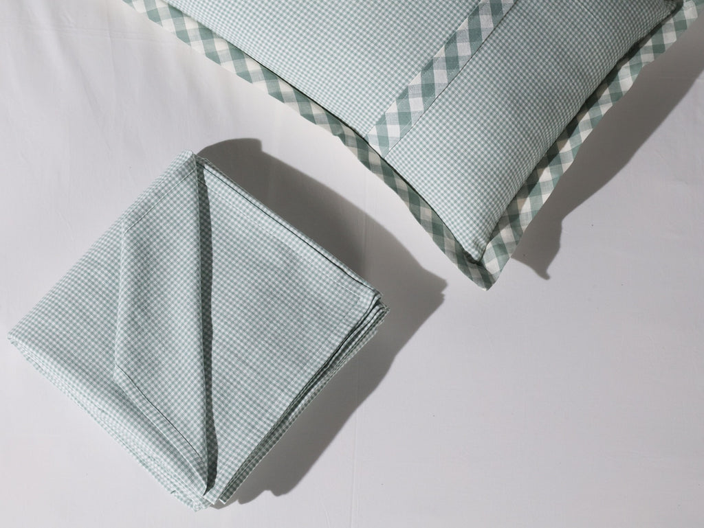Mint Frost Woven Micro-Check Bed Sheet Set