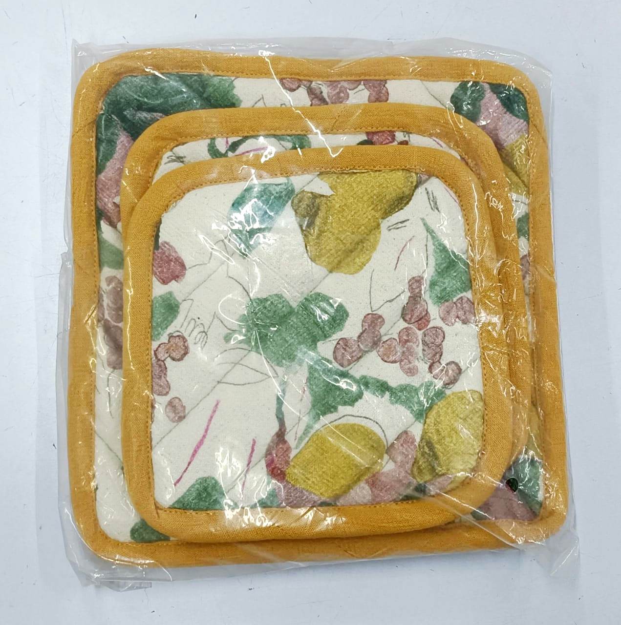 Citrus Grove Textured Quilted Coaster Set Pack Of 4 Pieces