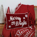 EcruE Luxury Merry and Bright Embroidered Cushion – 12x18 Inches, Festive Holiday Decor | Elegant Home Décor Accent