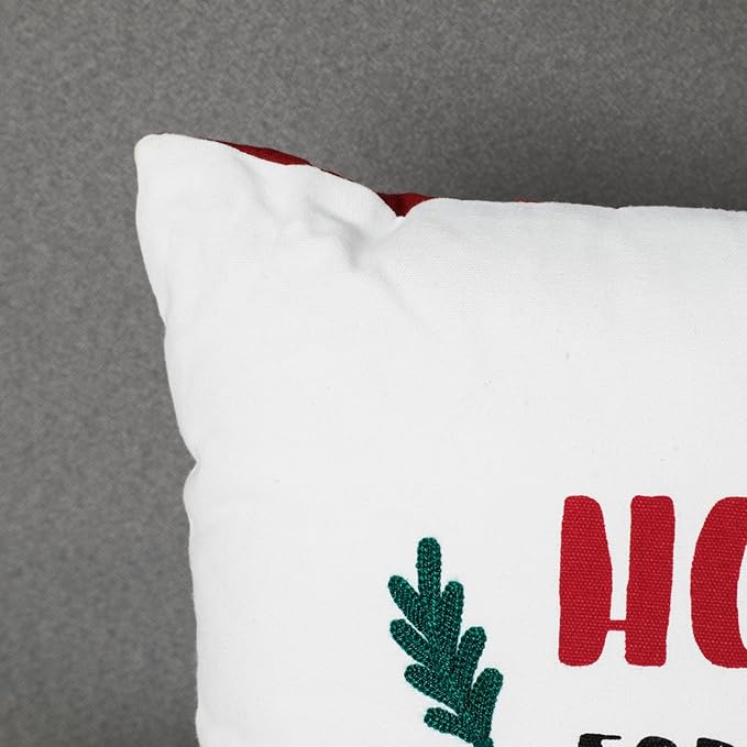 EcruE Luxury Home for the Holidays" Embroidered Cushion (16x16") – Festive Christmas Decor | Elegant Home Décor Accent
