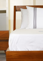 Premium Minimalist Linear 400Tc Cotton Satin Flat Bedding Set