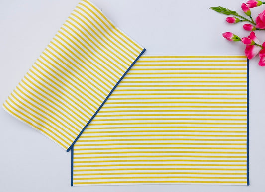 Woven Placemat - Yellow and White Striped Design Set of 2