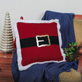 EcruE Luxury Santa Belt Applique Cushion, 18x18 Inches - Red with Gold Buckle, Christmas Decor | Elegant Home Décor Accent