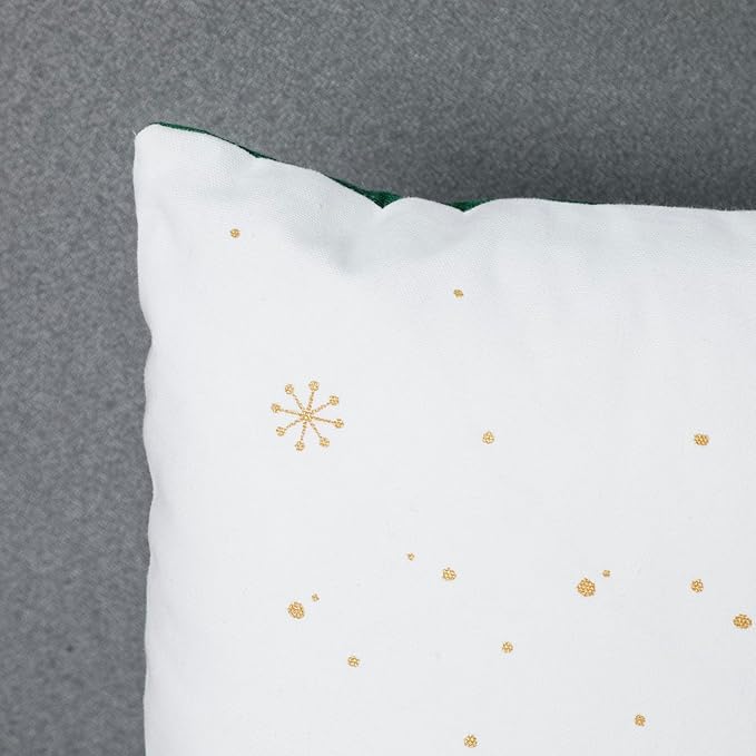 EcruE Luxury Print & Embroidered Christmas Tree Pillow – A Festive Holiday Accent (16x16") | Elegant Home Décor Accent