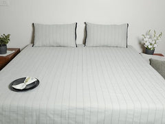 EcruE 100% Pure Cotton Pleated Bed Sheet - Soft, Breathable & Hypoallergenic - Elegant Woven Texture, Durable & Comfortable for Sensitive Skin - Machine Washable