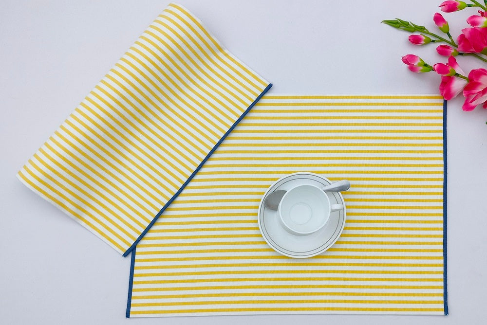 Premium Solar Stripe Woven Placemat Set Pack of 2pieces