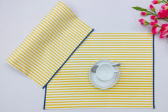 Woven Placemat - Yellow and White Striped Design Set of 2