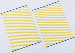 Woven Placemat - Yellow and White Striped Design Set of 2