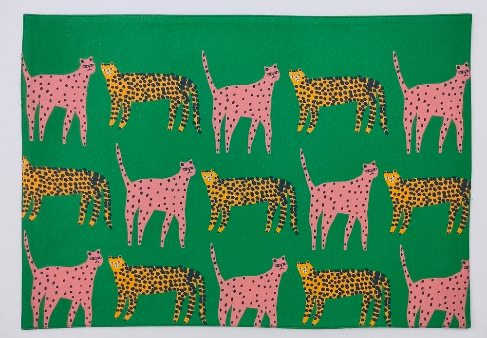 Leopard Printed Cotton Twill Placemat Set of 2