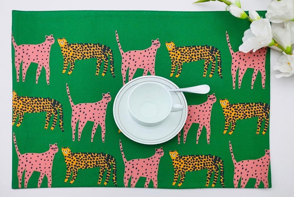 Jungle Rhythm Leopard Placemat Set Pack of 2 Pieces
