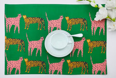 Leopard Printed Cotton Twill Placemat Set of 2