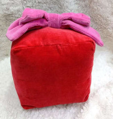 Classic Red Velvet Christmas Gift Box Pillow