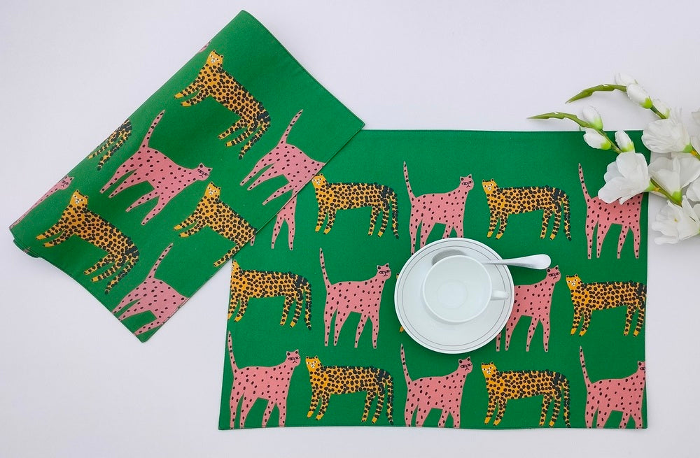 Jungle Rhythm Leopard Placemat Set Pack of 2 Pieces