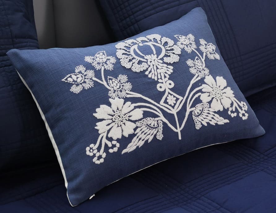 Hand-Beaded And Embroidered Cushion